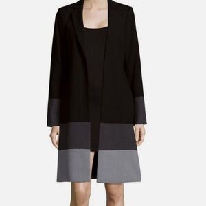 Calvin Klein Color blocked Black Grey Long Jacket size 10